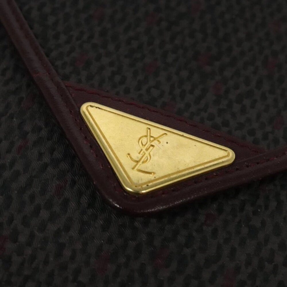 SAINT LAURENT Shoulder Bag Coated Canvas Bordeaux Gold Auth BA4193 - Picture 9 of 16